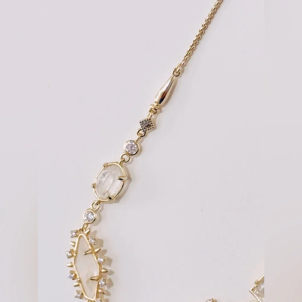 KENDRA SCOTT June Gold Clear White Crystal Mix Necklace
